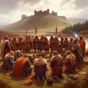 An image of an ancient tribal gathering, ai generated. To illustrate an article on brigantesnation.com