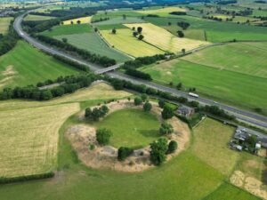 An aerial photo of Mayburgh Henge in Penrith, Cumbria. Part of a site report on brigantesnation.com