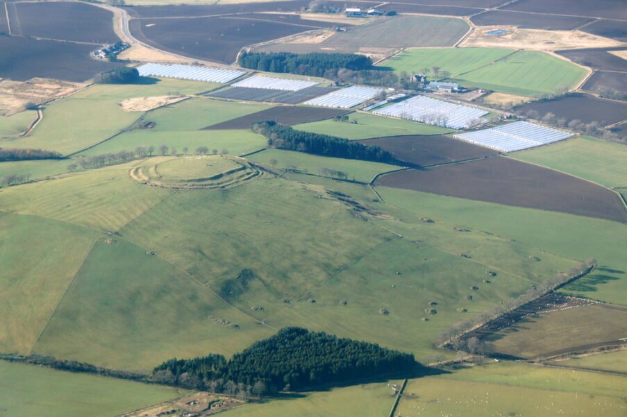 Hillfort on Hill of Barra, near Old Meldrum, from the air