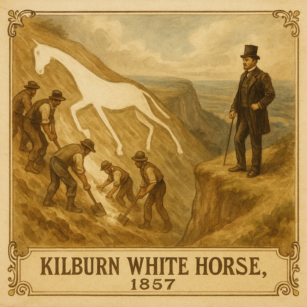 AI Impression of a postcard of Kilburn White Horse from the period