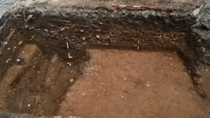 Sections of a Roman road can be seen in this trench